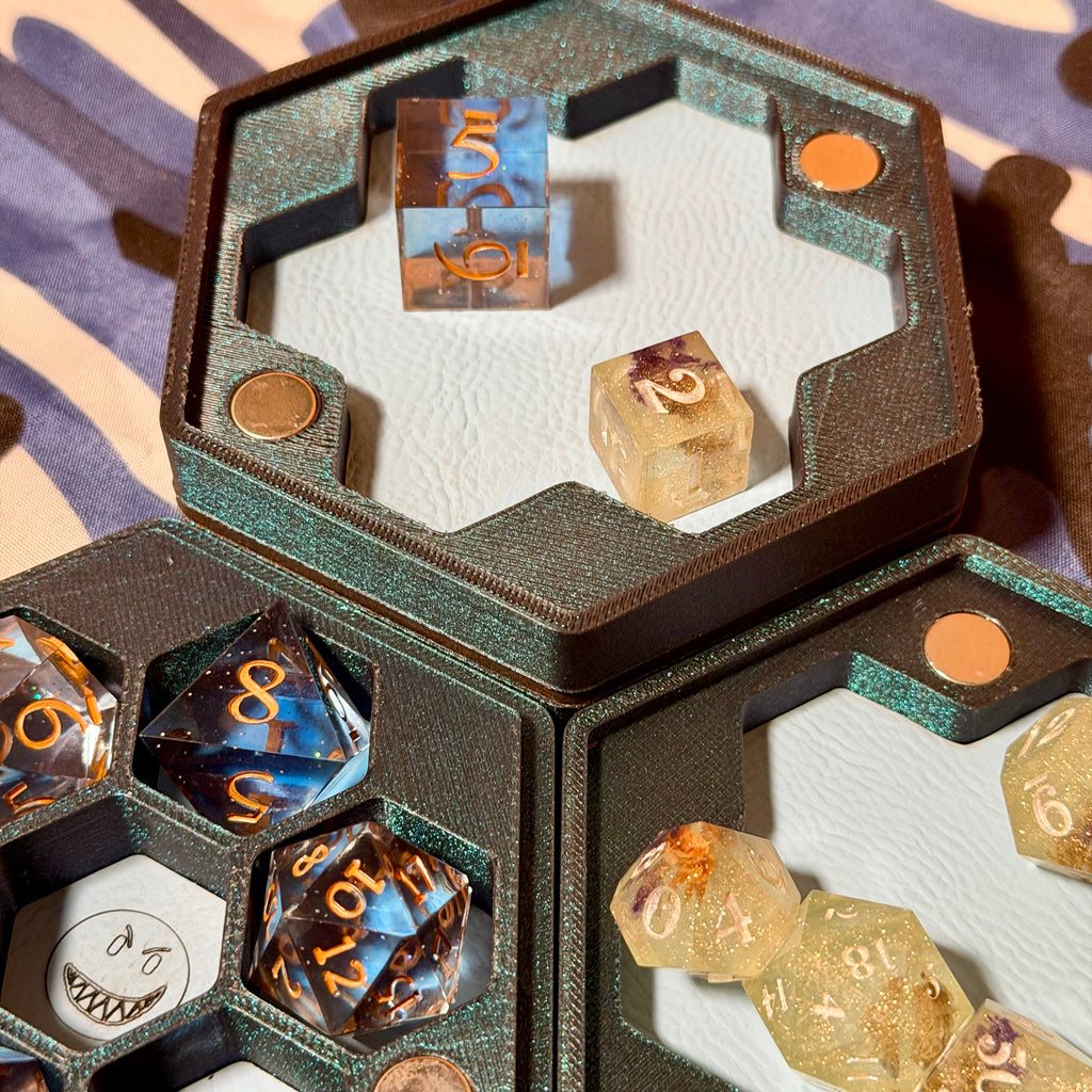 Stratum Double-Decker Dice Case | 14-Slot Dual-Tier Vault & Tray