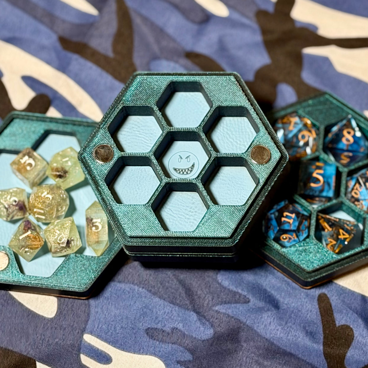 Stratum Double-Decker Dice Case | 14-Slot Dual-Tier Vault & Tray