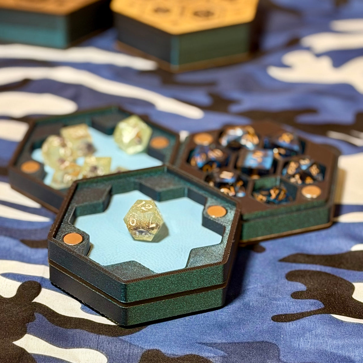 Stratum Double-Decker Dice Case | 14-Slot Dual-Tier Vault & Tray