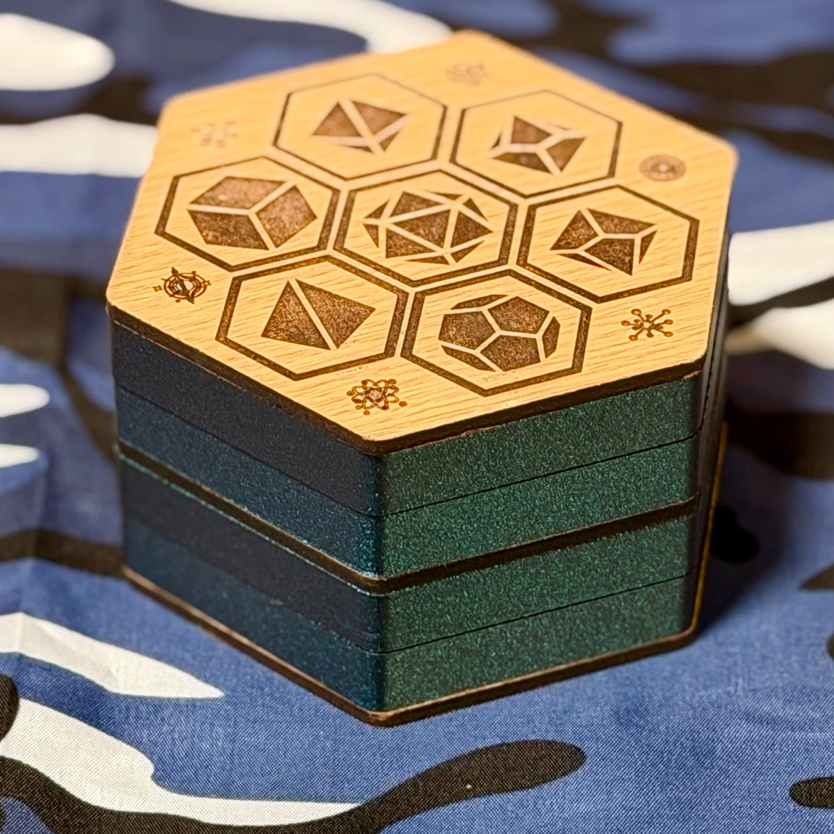 Stratum Double-Decker Dice Case | 14-Slot Dual-Tier Vault & Tray